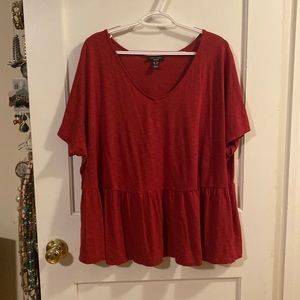 Red/Maroon Peplum Tee